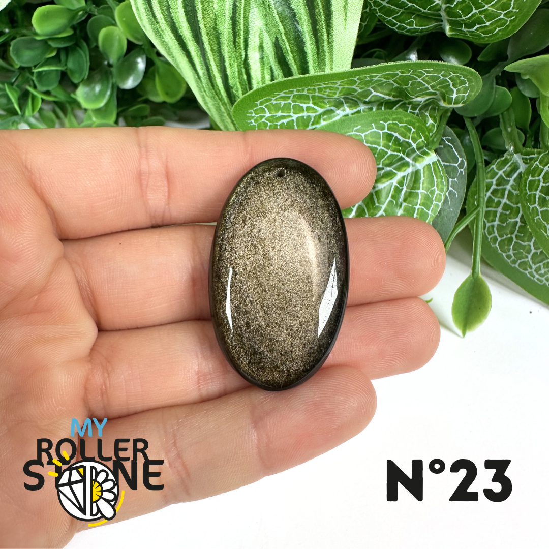 Pendentif Obsidienne dorée 5A percé