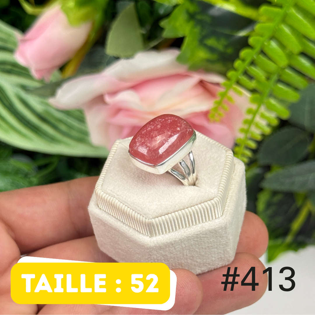 Bague argent 925 rhodochrosite translucide #R413