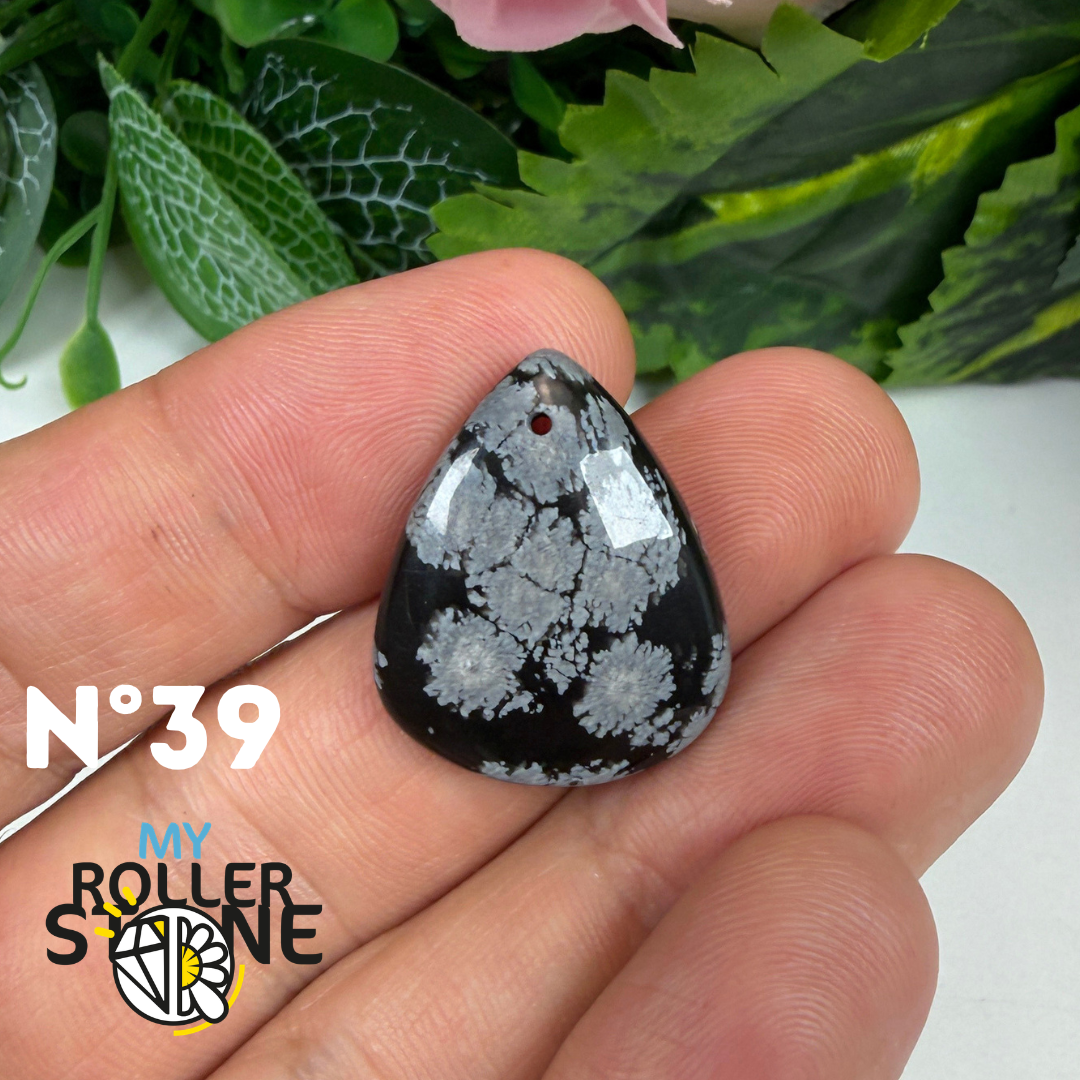 Pendentif Obsidienne flocon de neige 5A percé