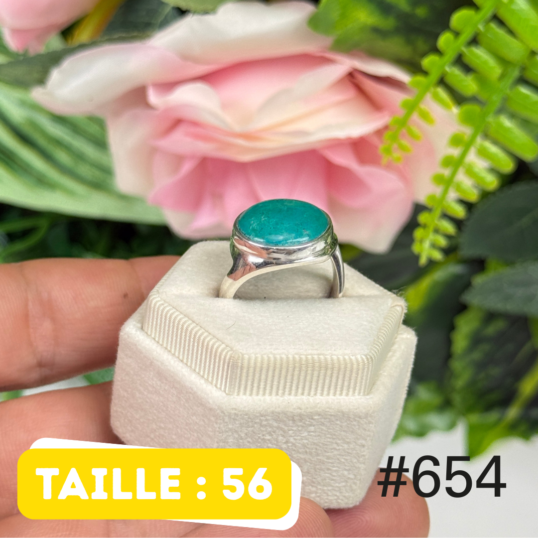 Bague argent 925 chrysocolle du Pérou #R654