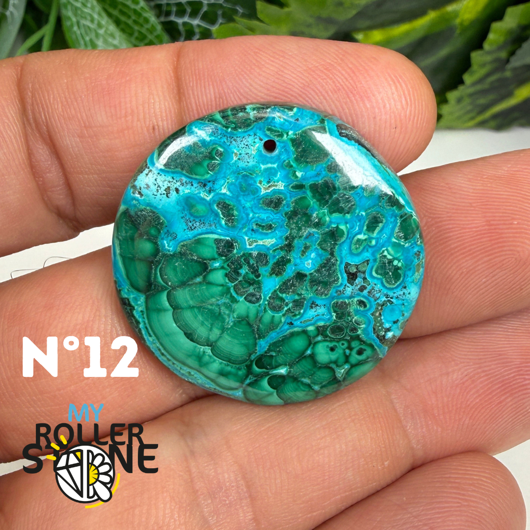 Pendentif Malachite Chrysocolle Percé 5A