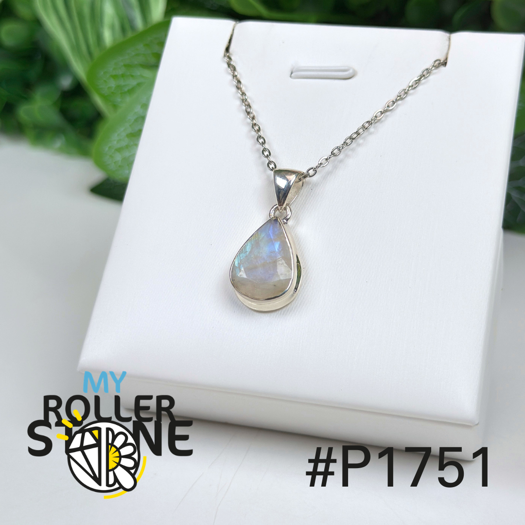 Pendentif argent pierre de lune facettée #1751