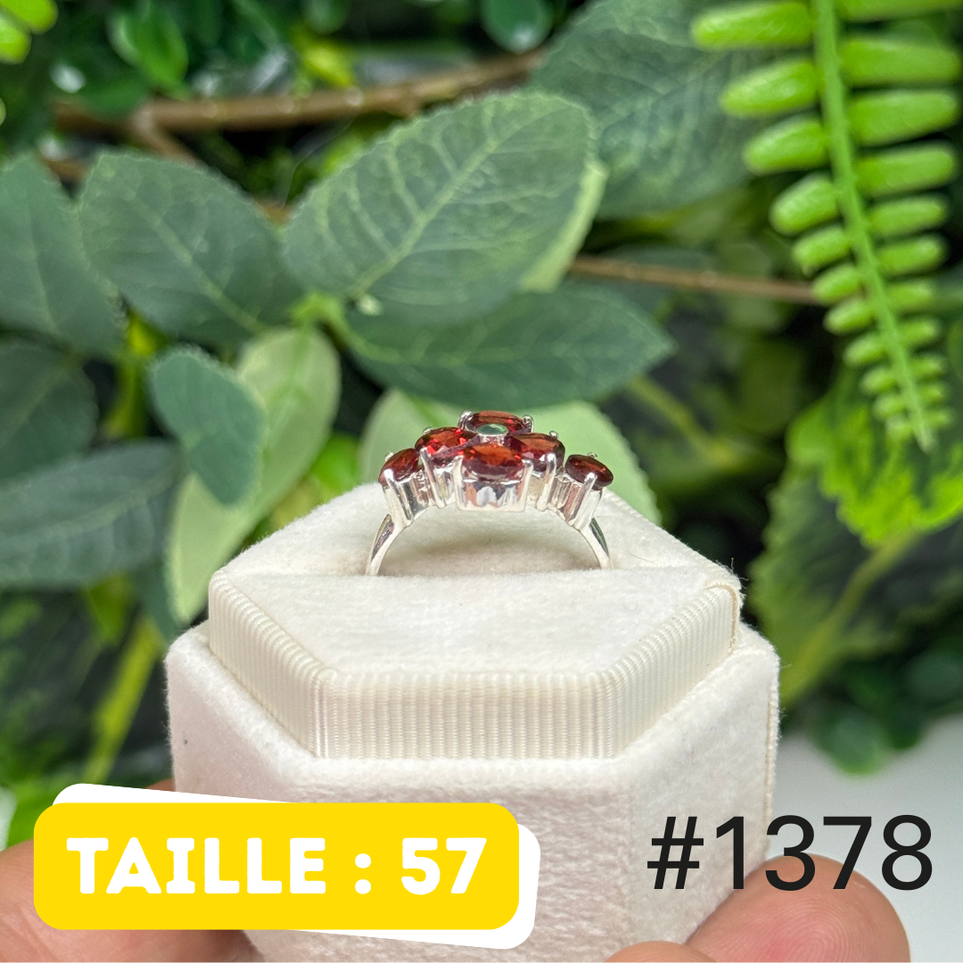 Bague argent 925 grenat facetté #1378