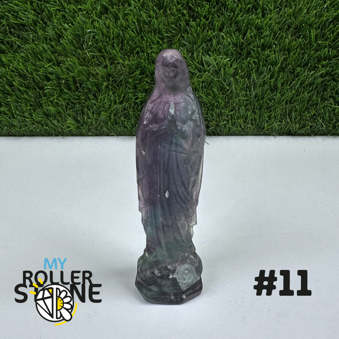 Statuette Vierge Marie en Fluorite Arc-en-Ciel