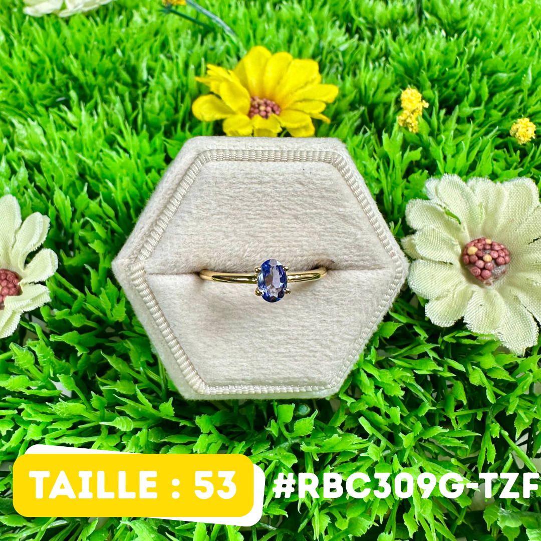 Bague Argent 925 plaqué or Tanzanite 5 tailles #RBC309G-TZF
