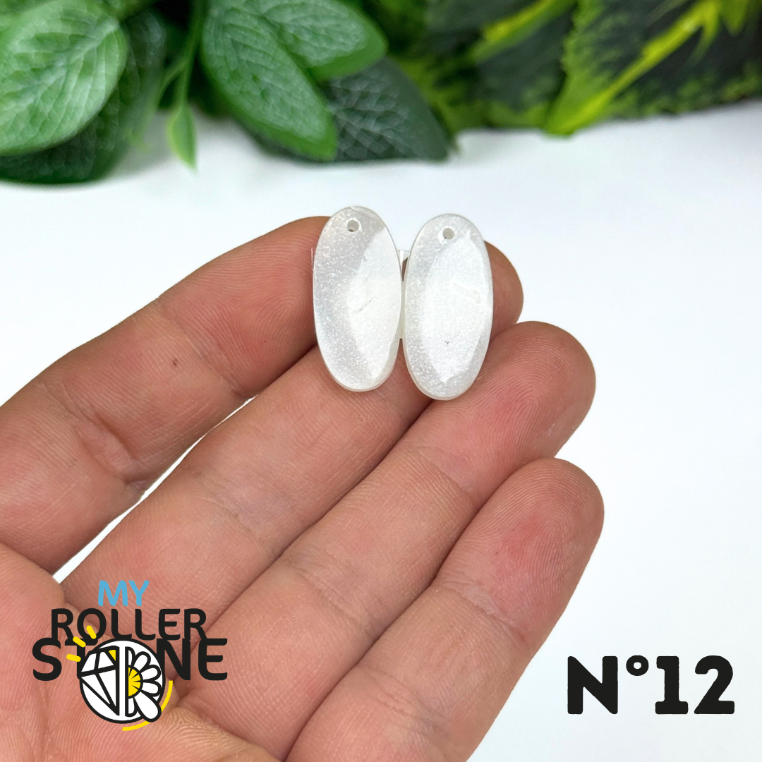 Paire de Cabochon percé en Pierre de lune D'Inde pour Boucles d'oreilles