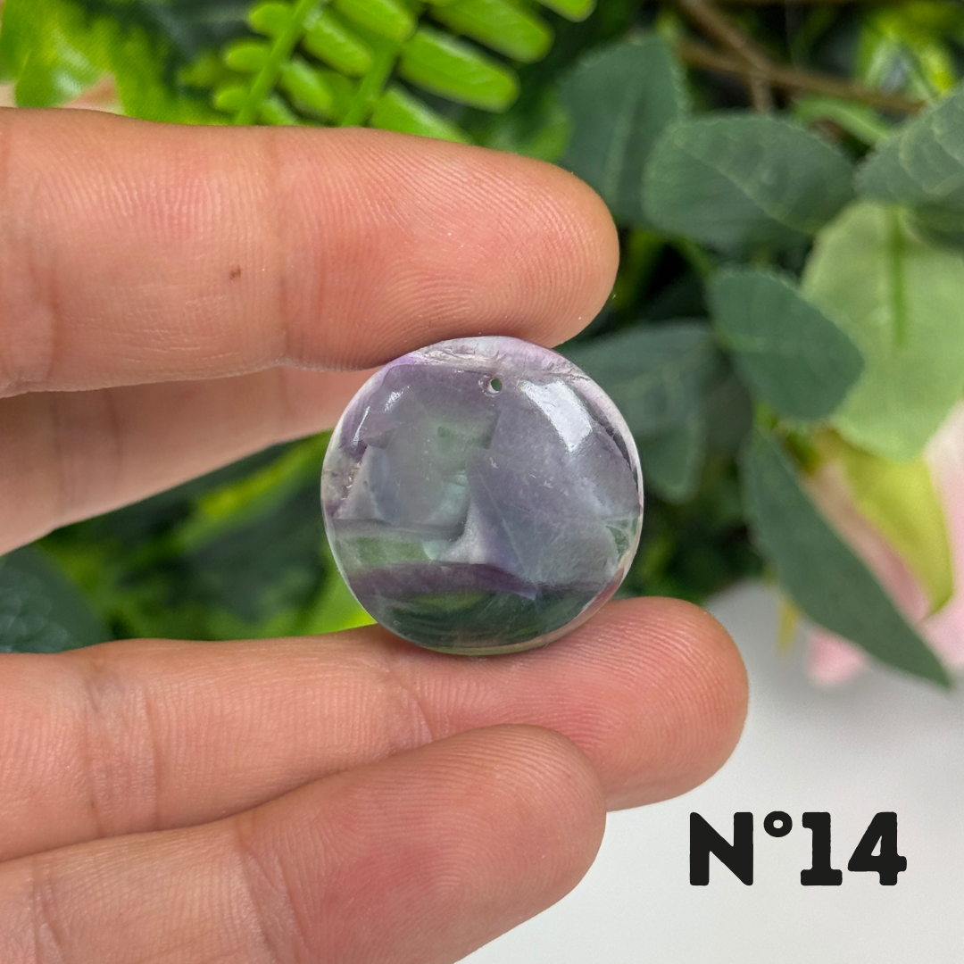 Pendentif percé Fluorite Arc-en-Ciel 5A