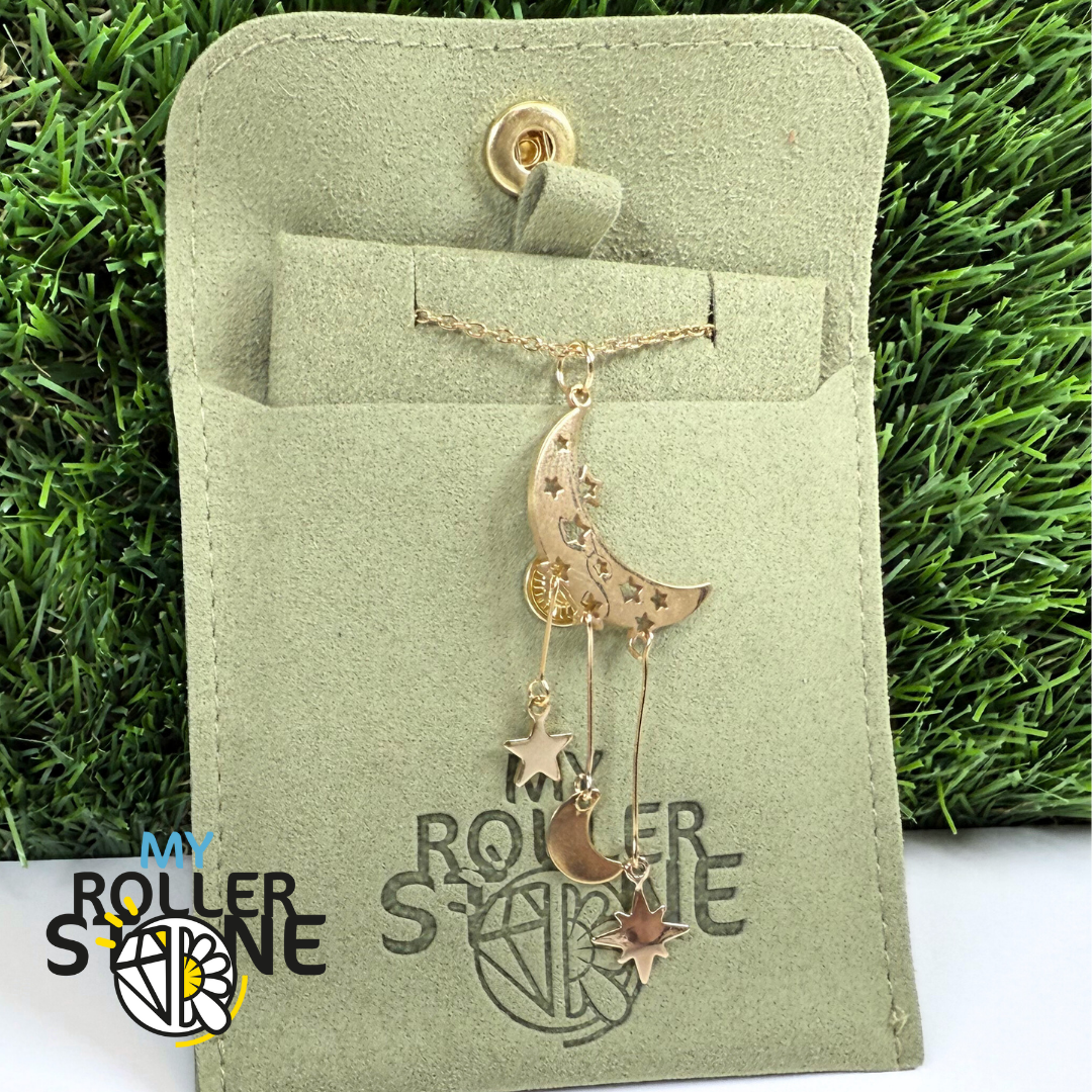 Pendentif Lune et étoiles en Acier Inoxydable