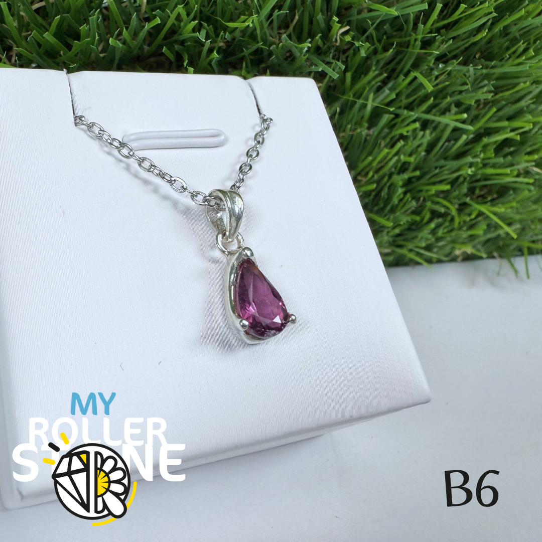 Pendentif Tourmaline Rose “Santa Rosa” et Argent 925 B6