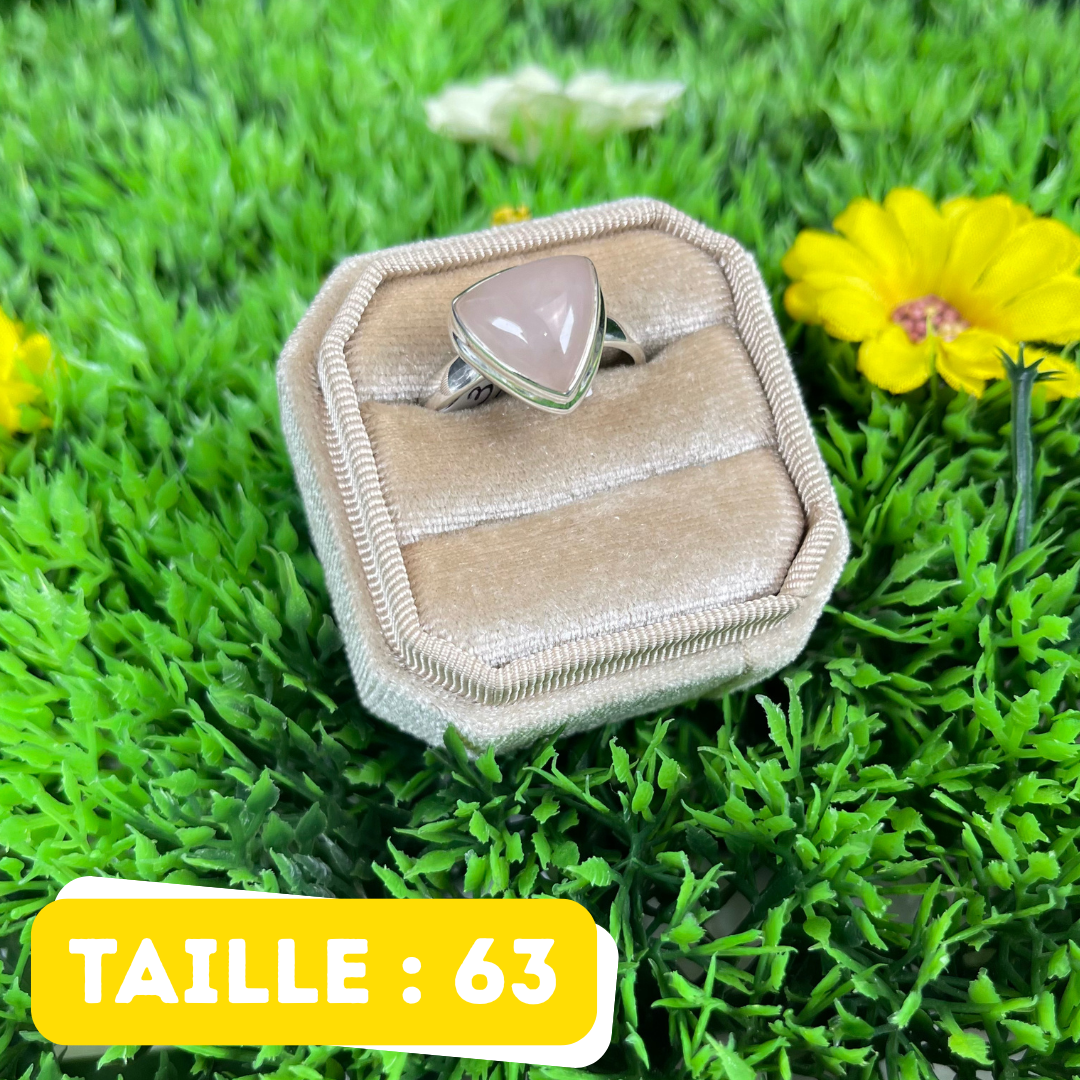 Bague Argent en Quartz rose #114