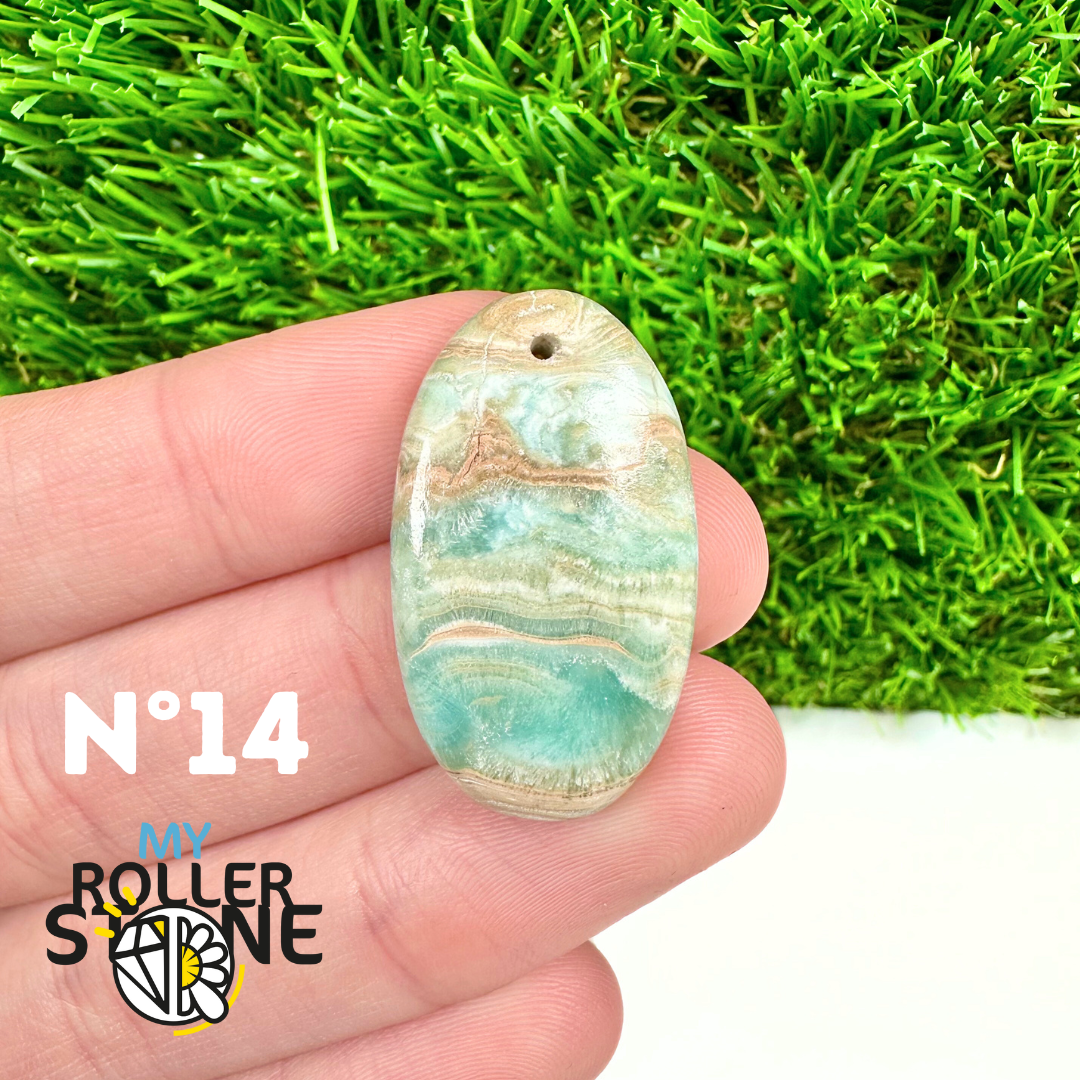 Pendentif Percé Calcite Cambrienne Bleue 5A