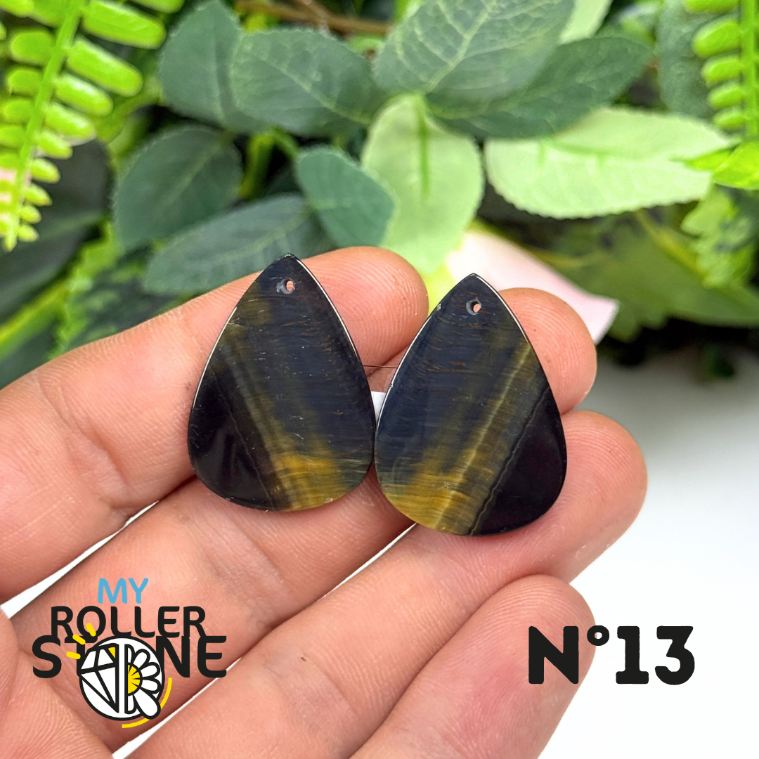 Paire de Cabochon percé en Oeil de Faucon pour Boucles d'oreilles