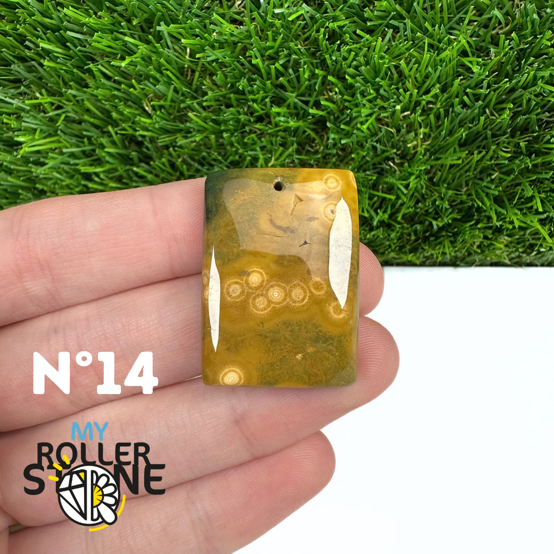 Pendentif Percé Jaspe Océan 5A