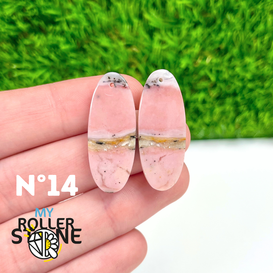 Pendentif Percé Opale Rose Duo