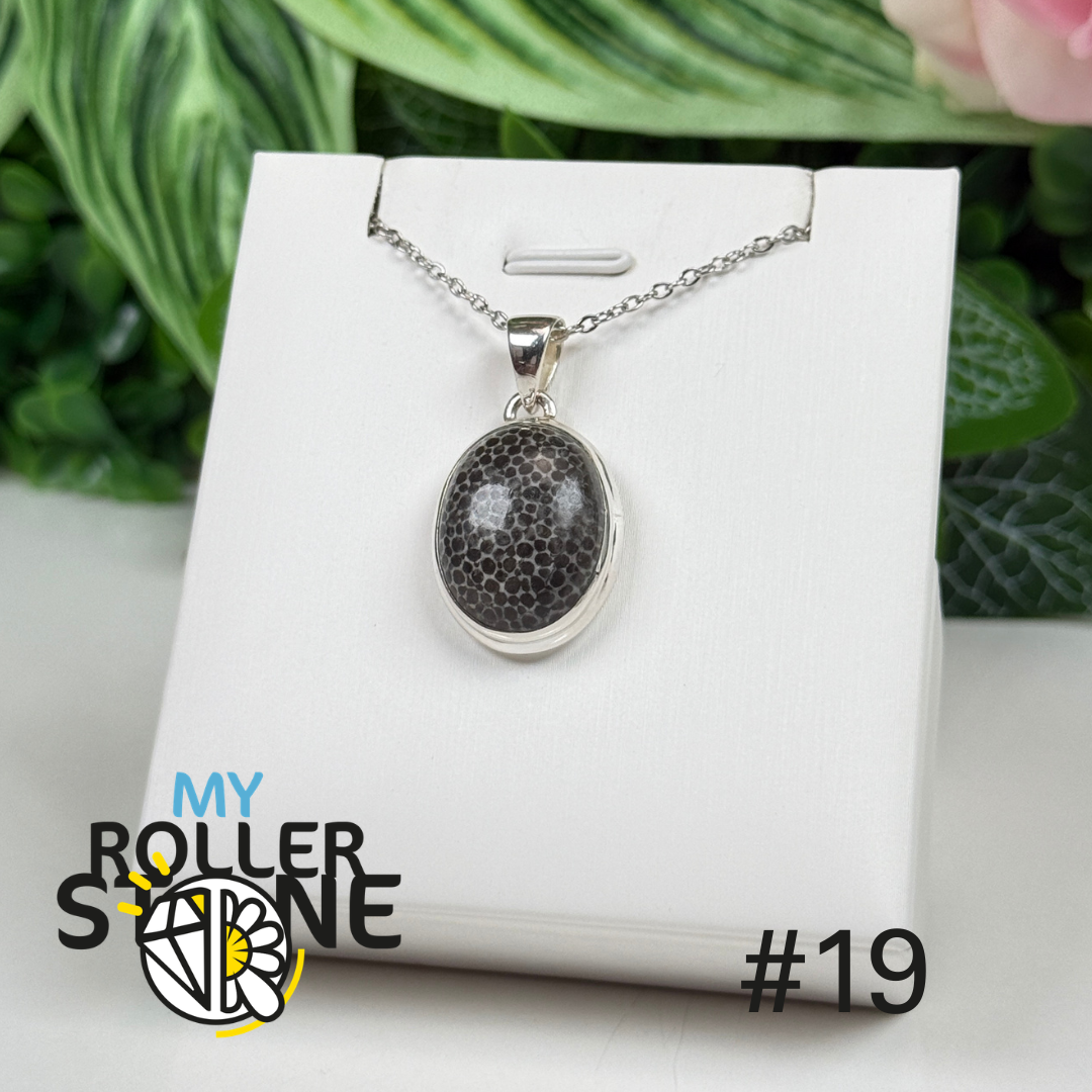 Pendentif argent corail noir #P119