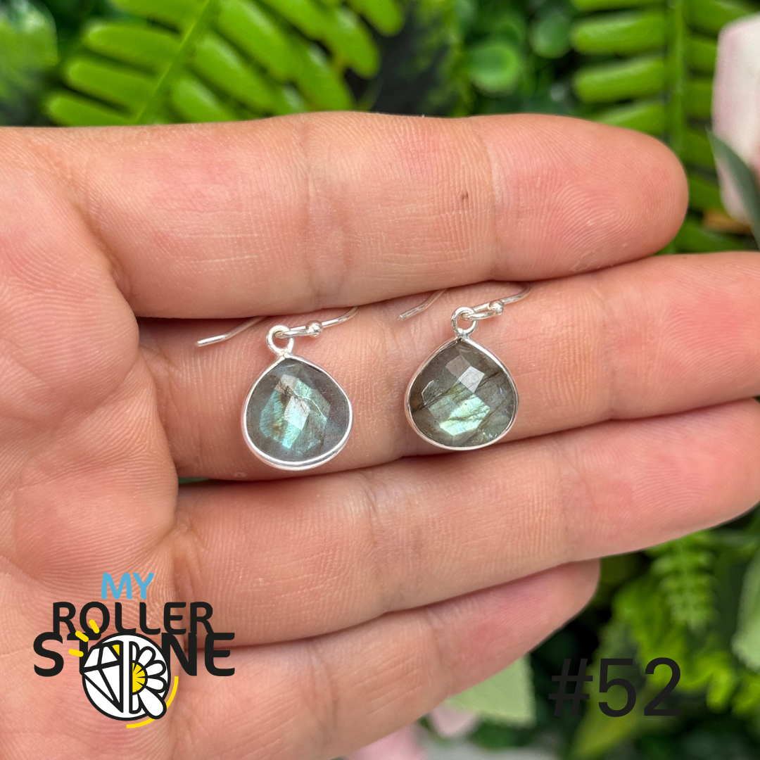 Boucles d’oreilles argent 925 labradorite facettée #BE52