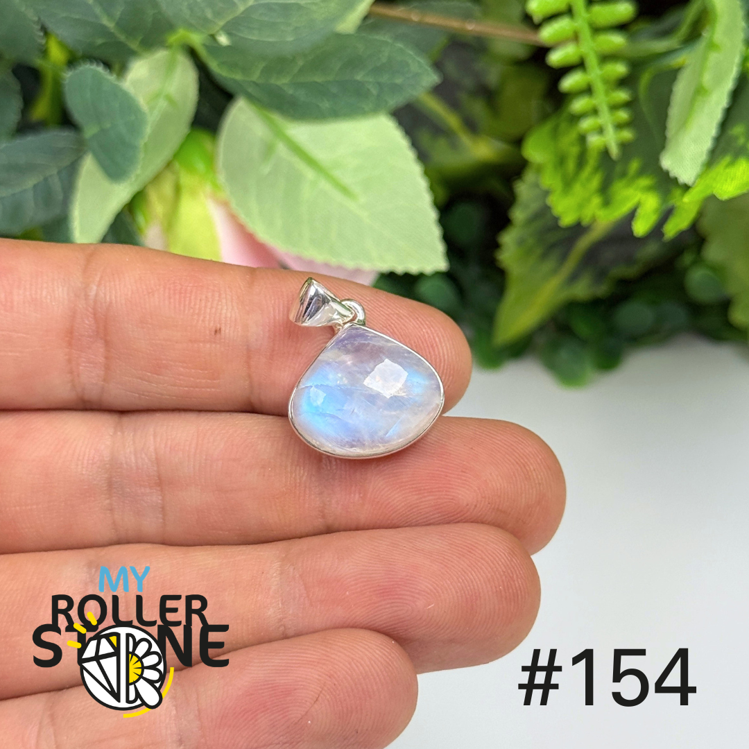 Pendentif argent pierre de lune blue fire #P154
