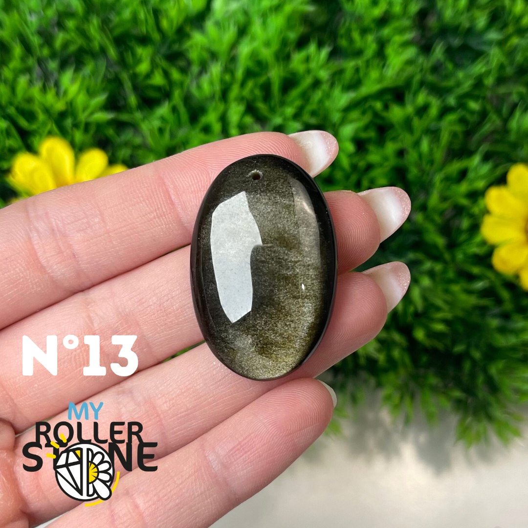 Pendentif Obsidienne dorée 5A percé