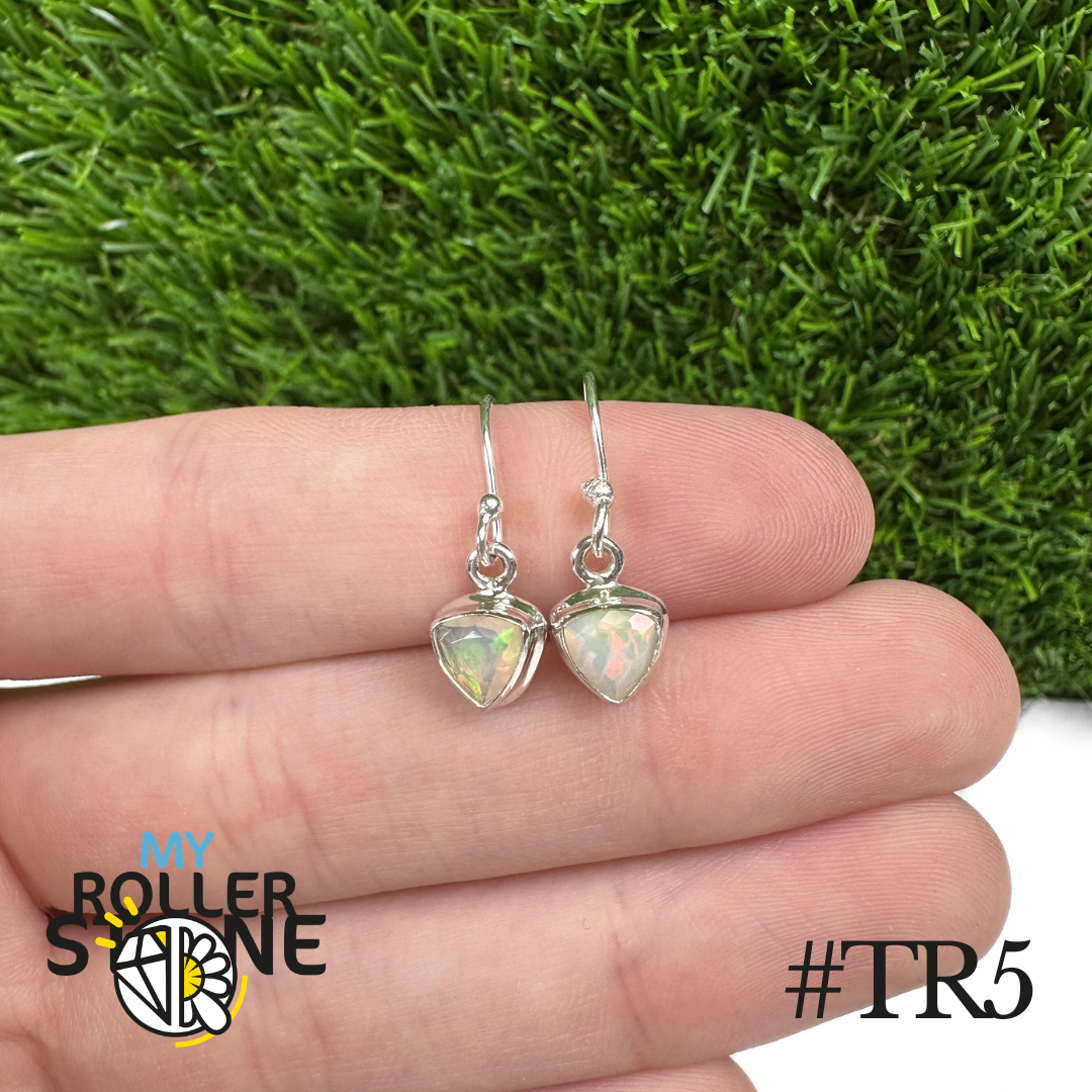 Boucles d'oreilles Opale Éthiopienne Trillon Rebord 8X8 MM En Argent 925