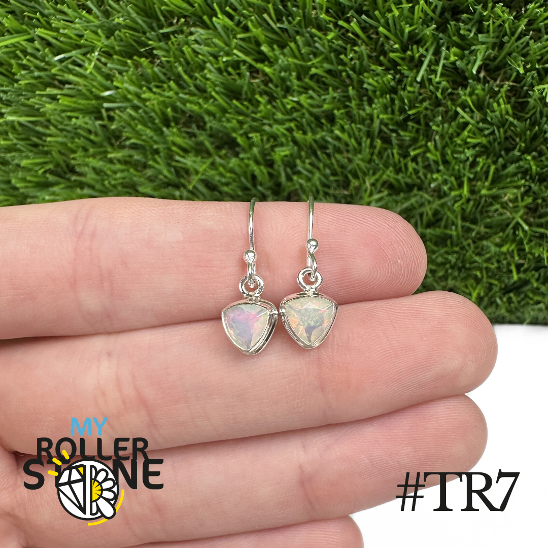 Boucles d'oreilles Opale Éthiopienne Trillon Rebord 8X8 MM En Argent 925