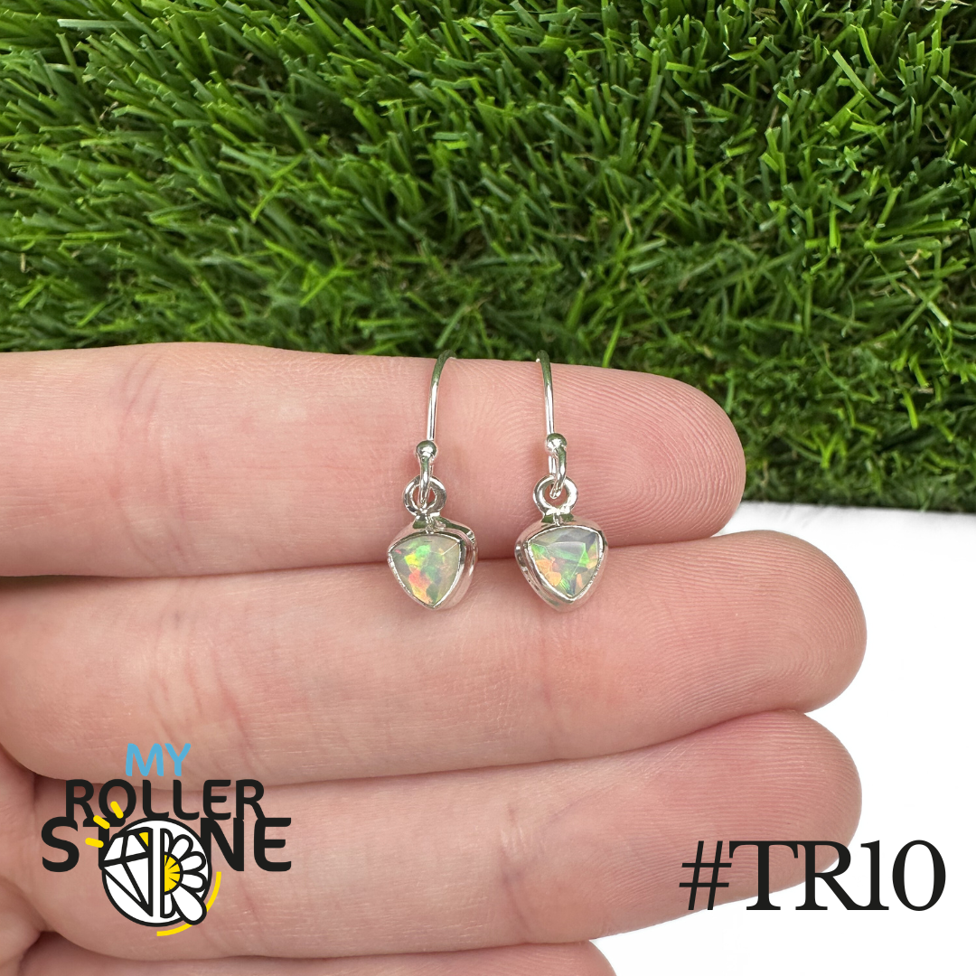 Boucles d'oreilles Opale Éthiopienne Trillon Rebord 8X8 MM En Argent 925