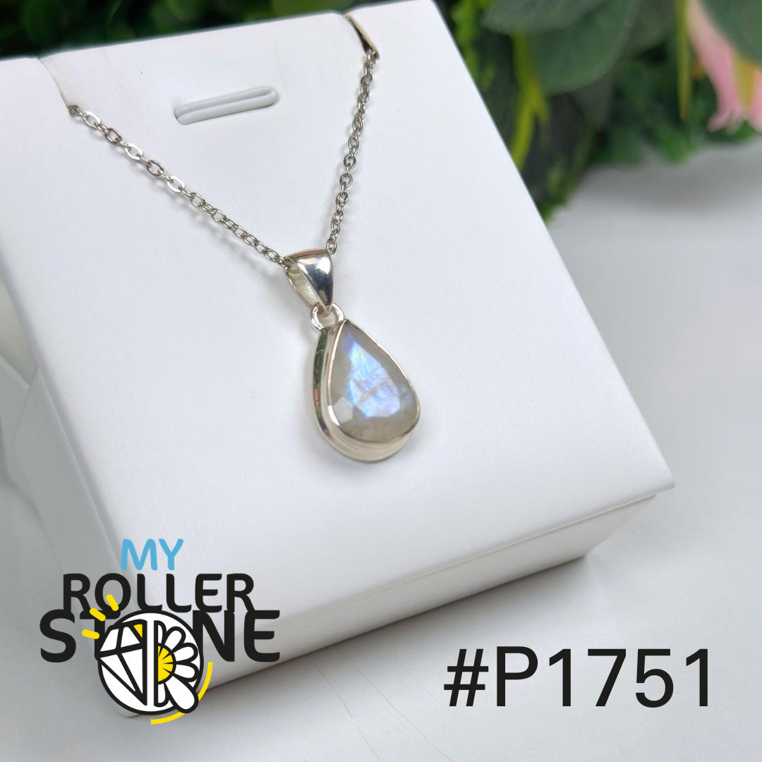 Pendentif argent pierre de lune facettée #1751