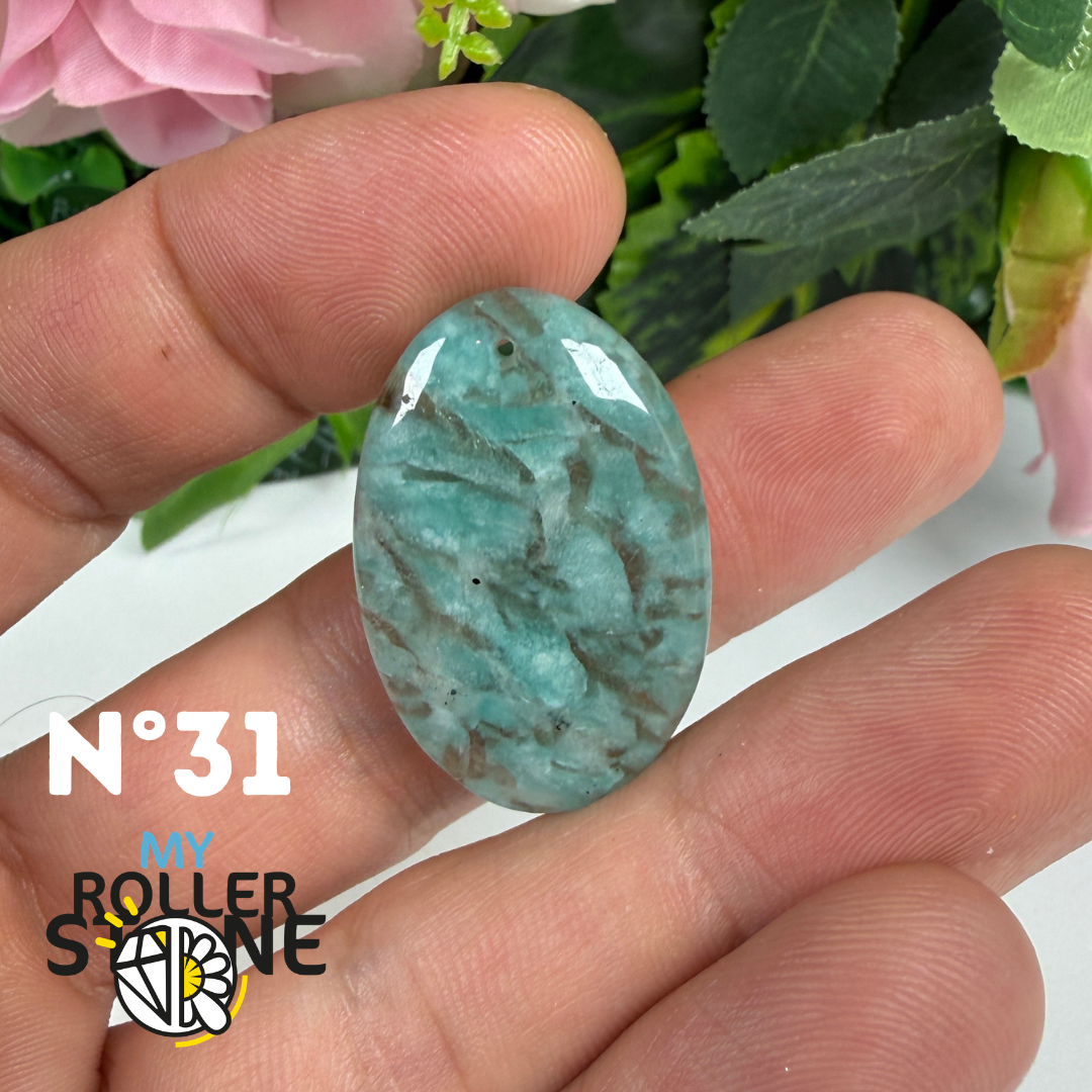 Pendentif Percé Amazonite et Quartz Fumé (Rare)