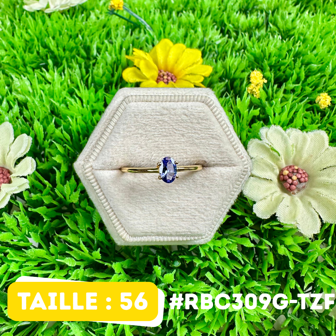 Bague Argent 925 plaqué or Tanzanite 5 tailles #RBC309G-TZF