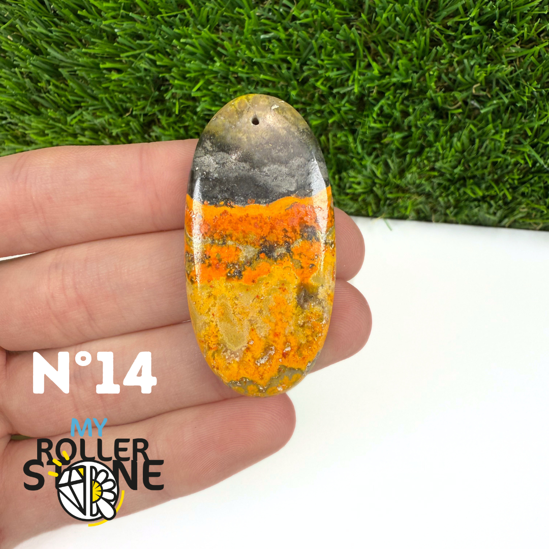 Pendentif Jaspe Bumblebee 5A Percé 5A