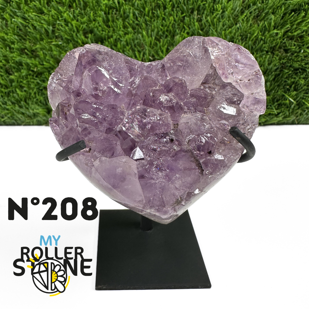 Géode Coeur Améthyste sur Support Métal #208