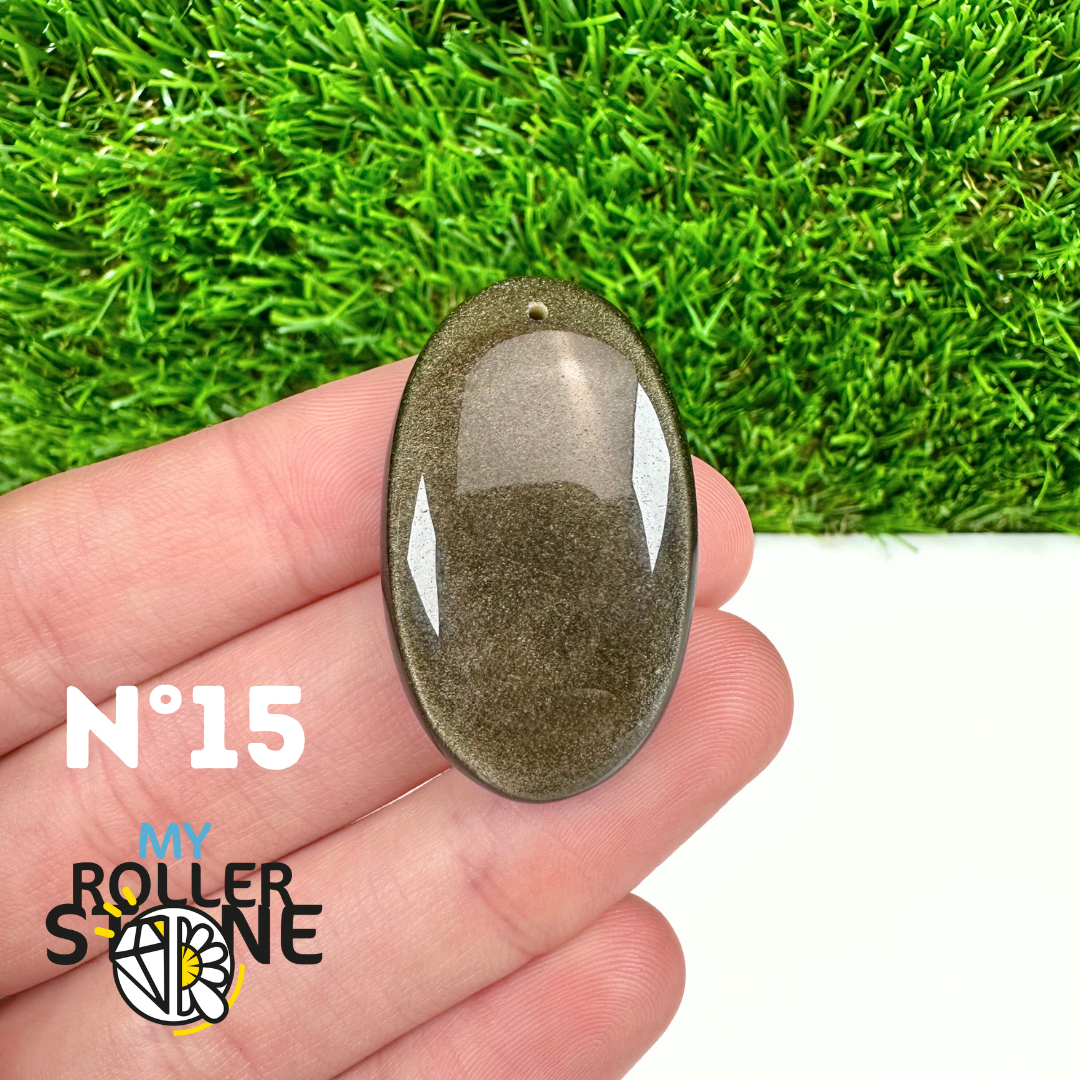 Pendentif Obsidienne dorée 5A percé