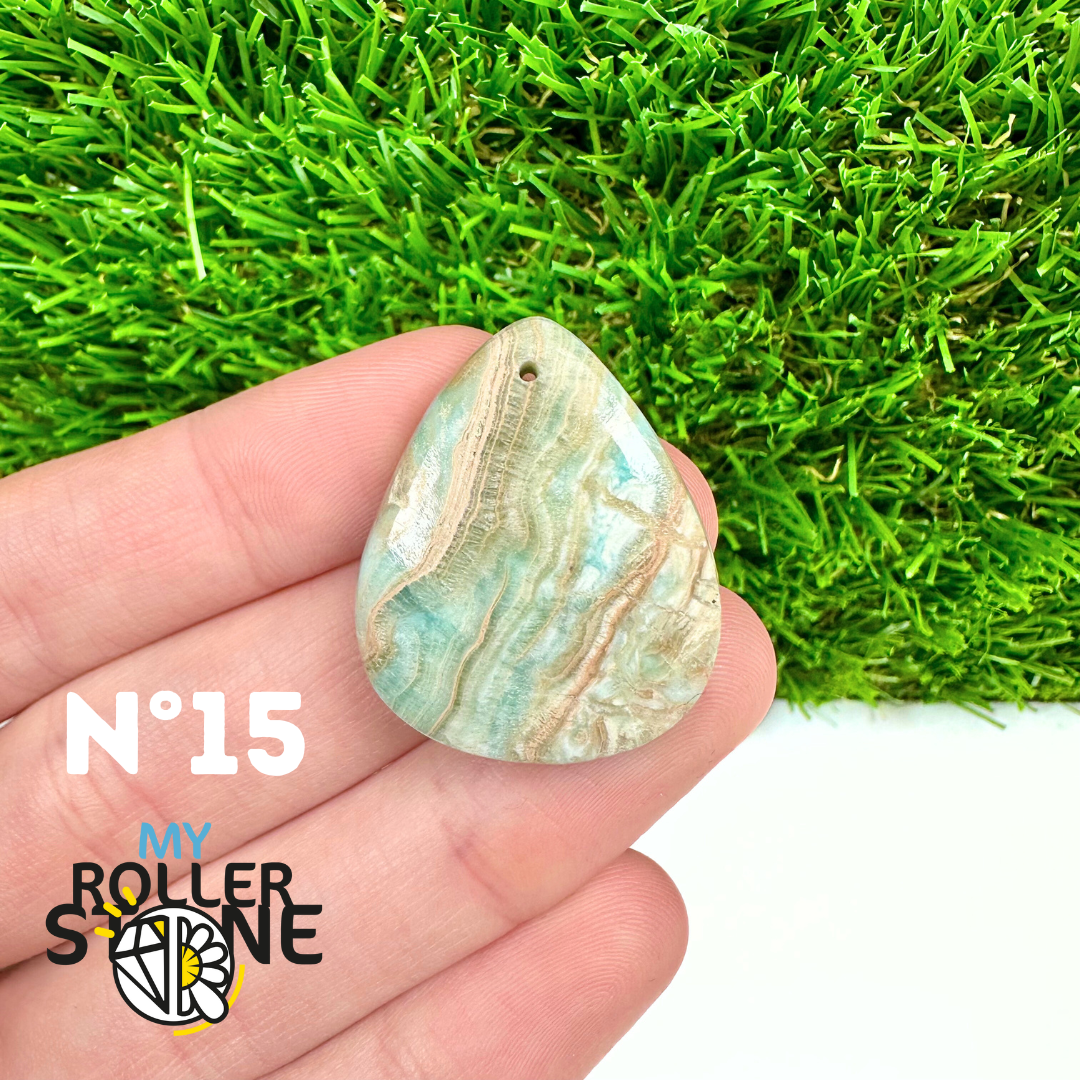 Pendentif Percé Calcite Cambrienne Bleue 5A