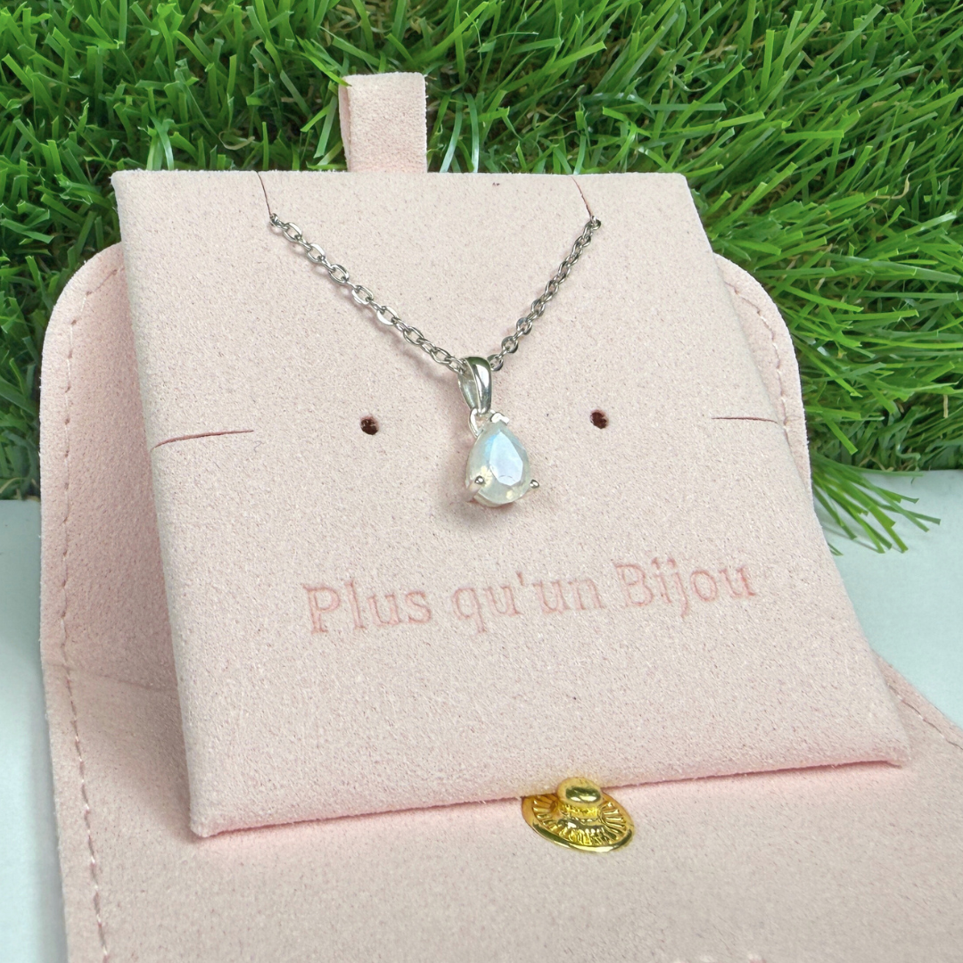 Pendentif Solitaire Pierre de Lune Poire argent
