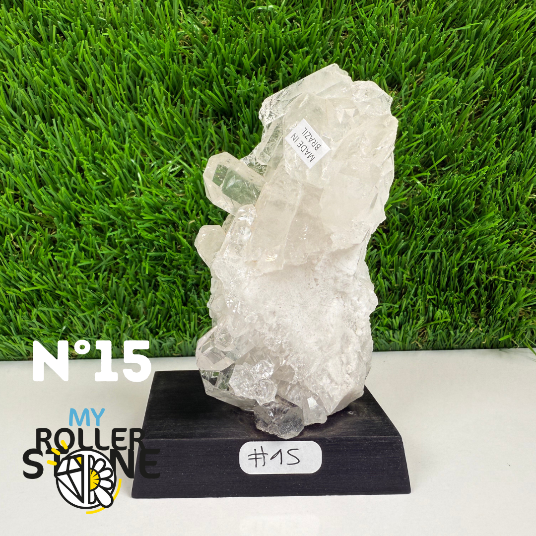 Cristal de roche sur support bois