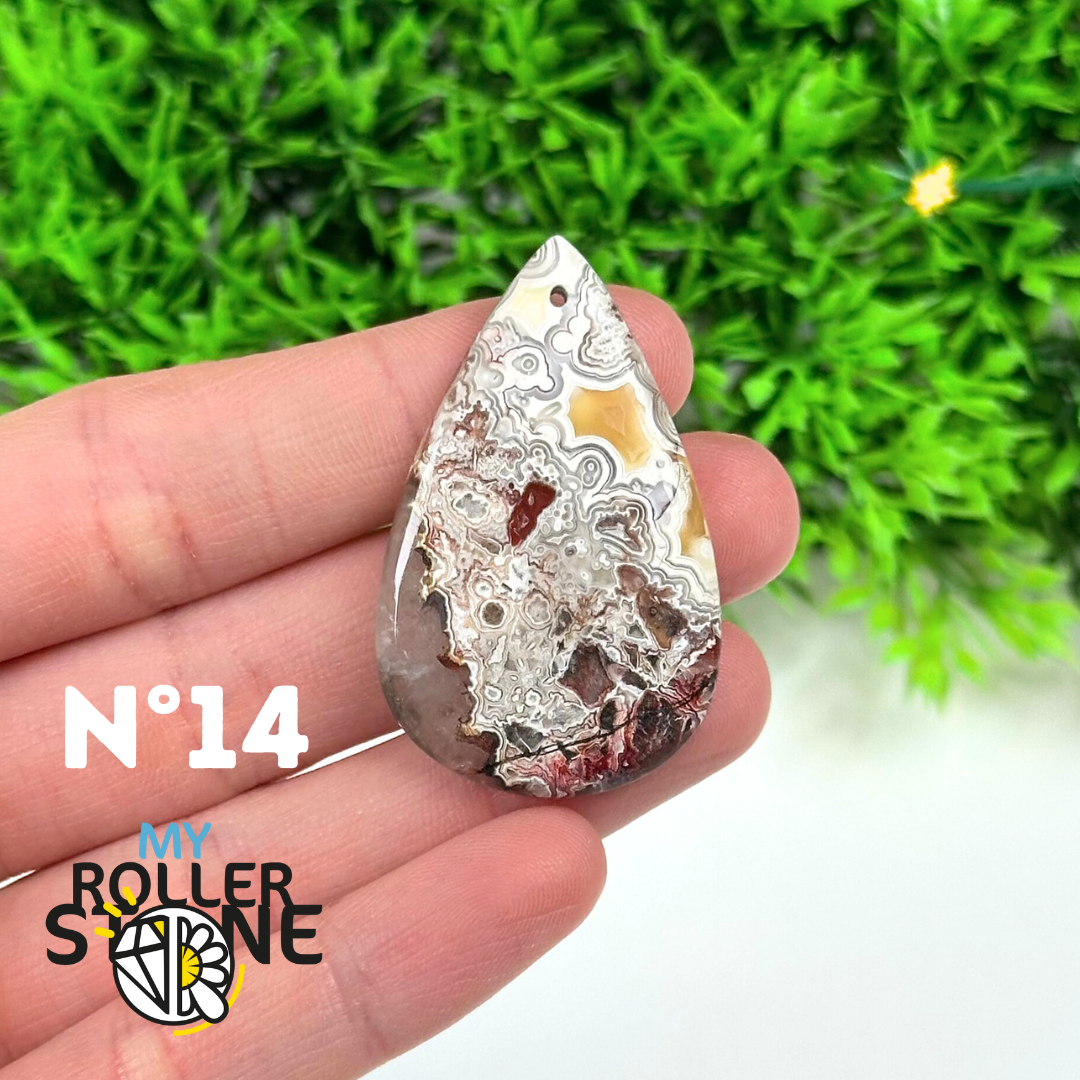 Pendentif Percé Agate Mexicaine 5A