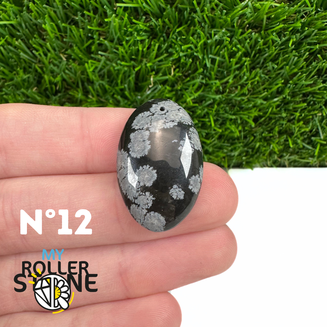 Pendentif Obsidienne flocon de neige 5A percé