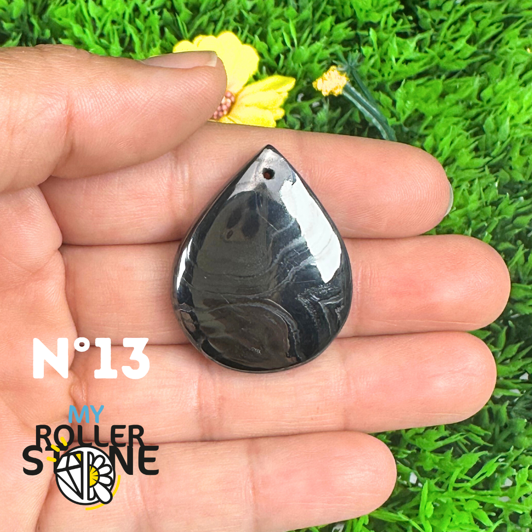 Pendentif Percé Psilomelane Argenté