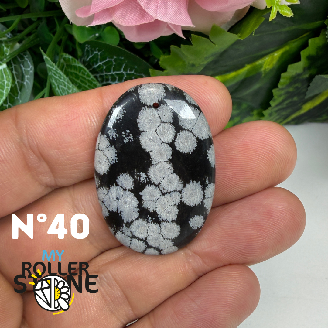 Pendentif Obsidienne flocon de neige 5A percé