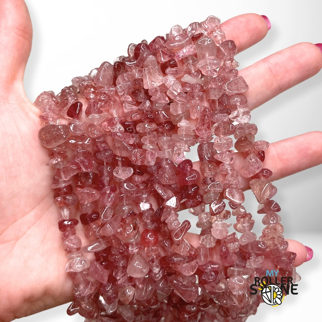 Perle Chips Quartz Fraise 5A (40 CM)