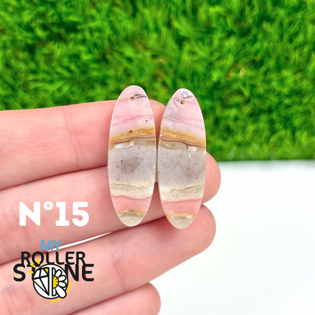 Pendentif Percé Opale Rose Duo