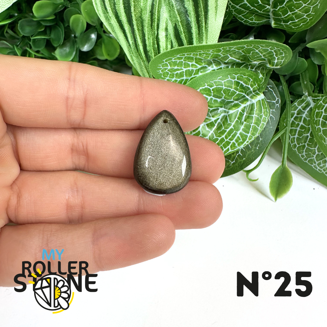 Pendentif Obsidienne dorée 5A percé