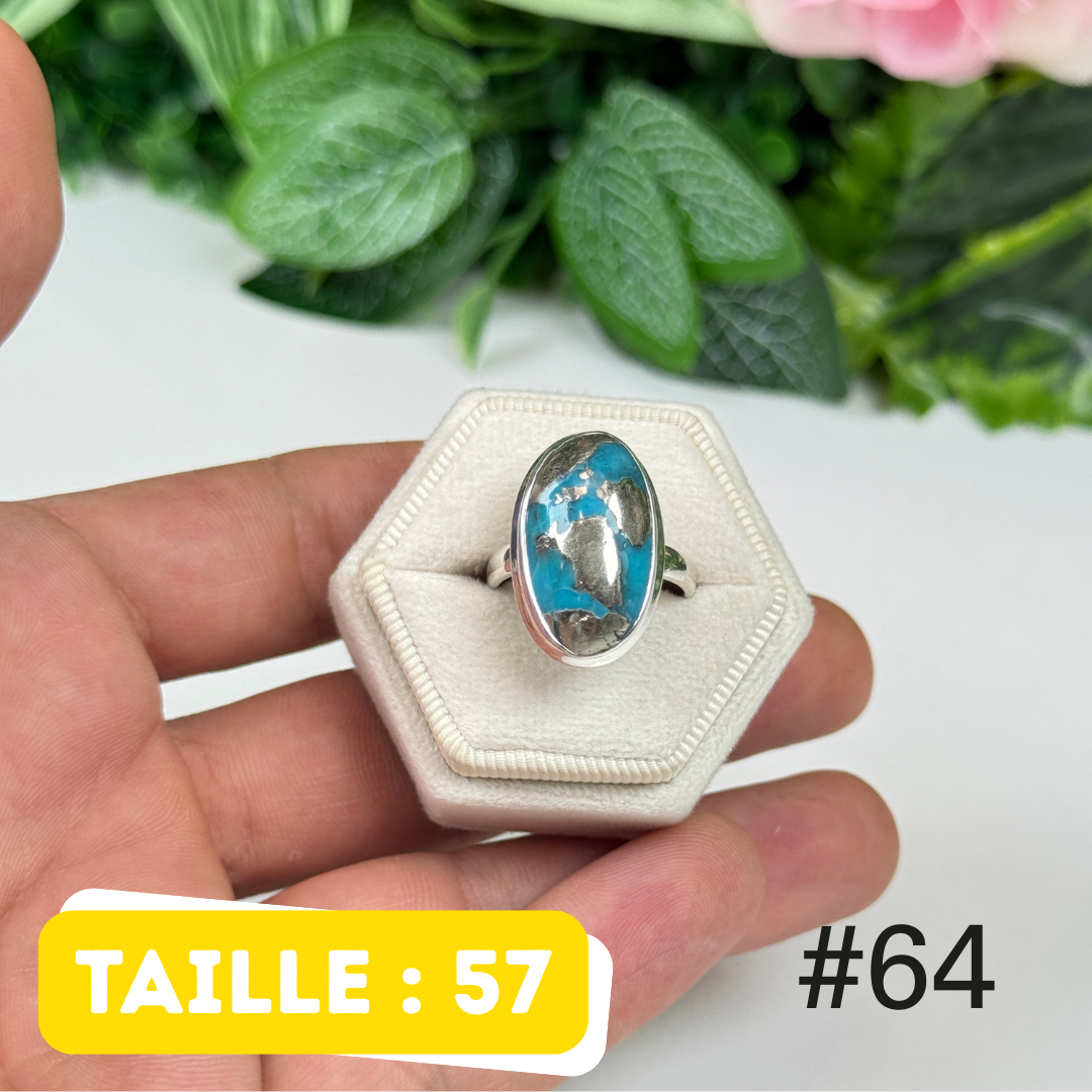 Bague argent 925 turquoise persane Nishapur #TR64