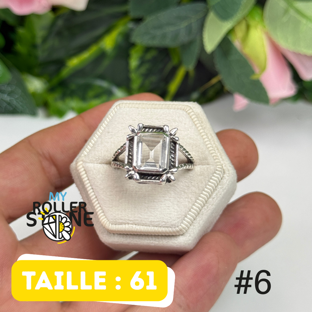 Bague argent 925 cristal de roche #RYR6