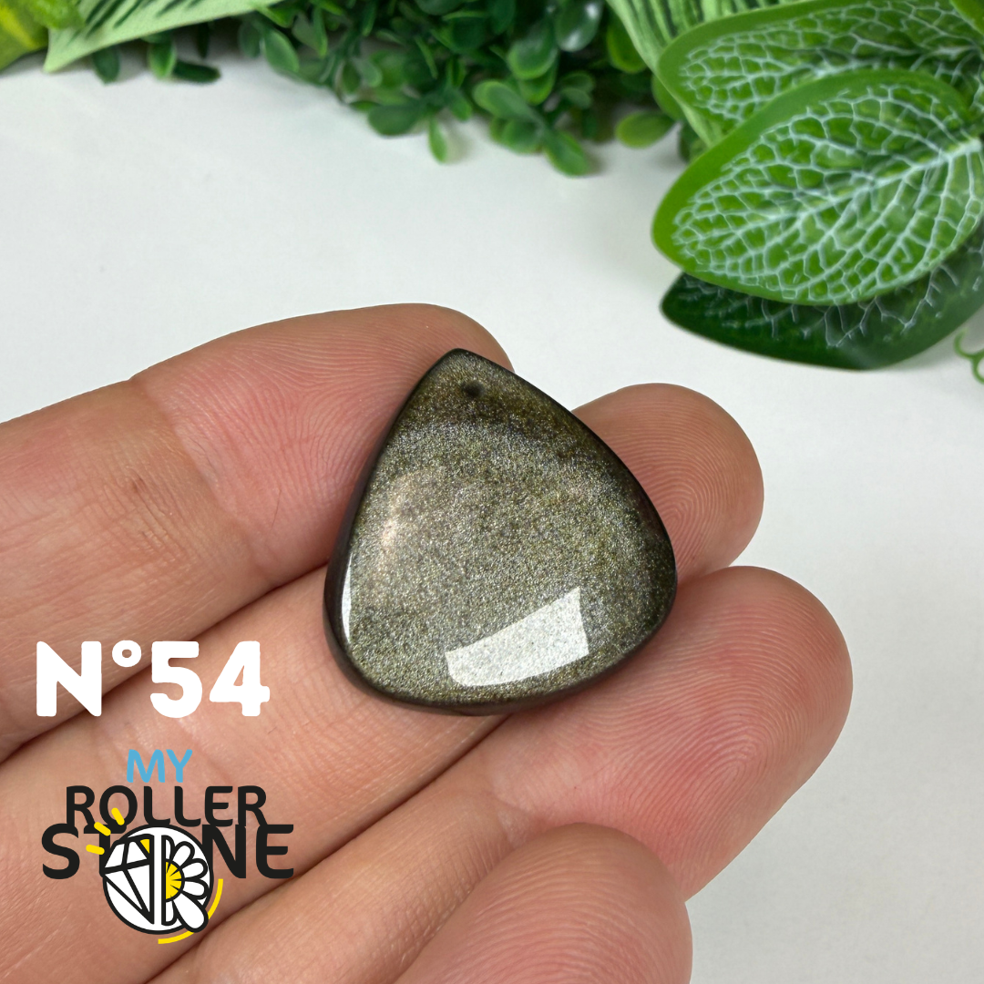 Pendentif Obsidienne dorée 5A percé