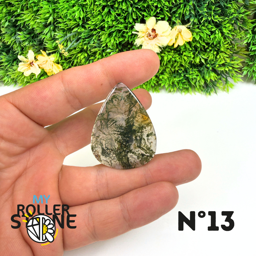 Pendentif Percé Agate Mousse Naturelle 5A