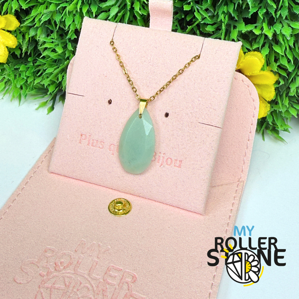 Pendentif goutte plate facettée Amazonite