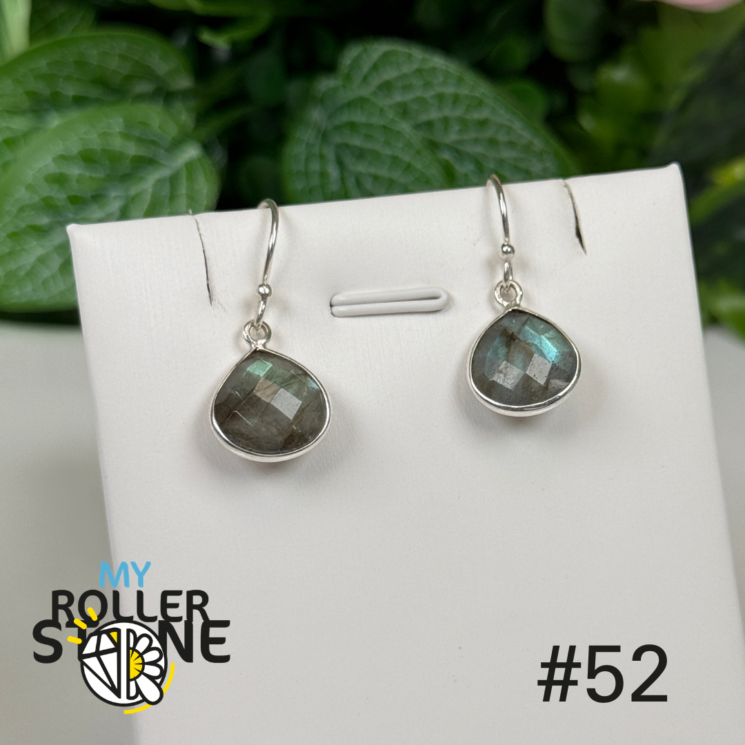 Boucles d’oreilles argent 925 labradorite facettée #BE52