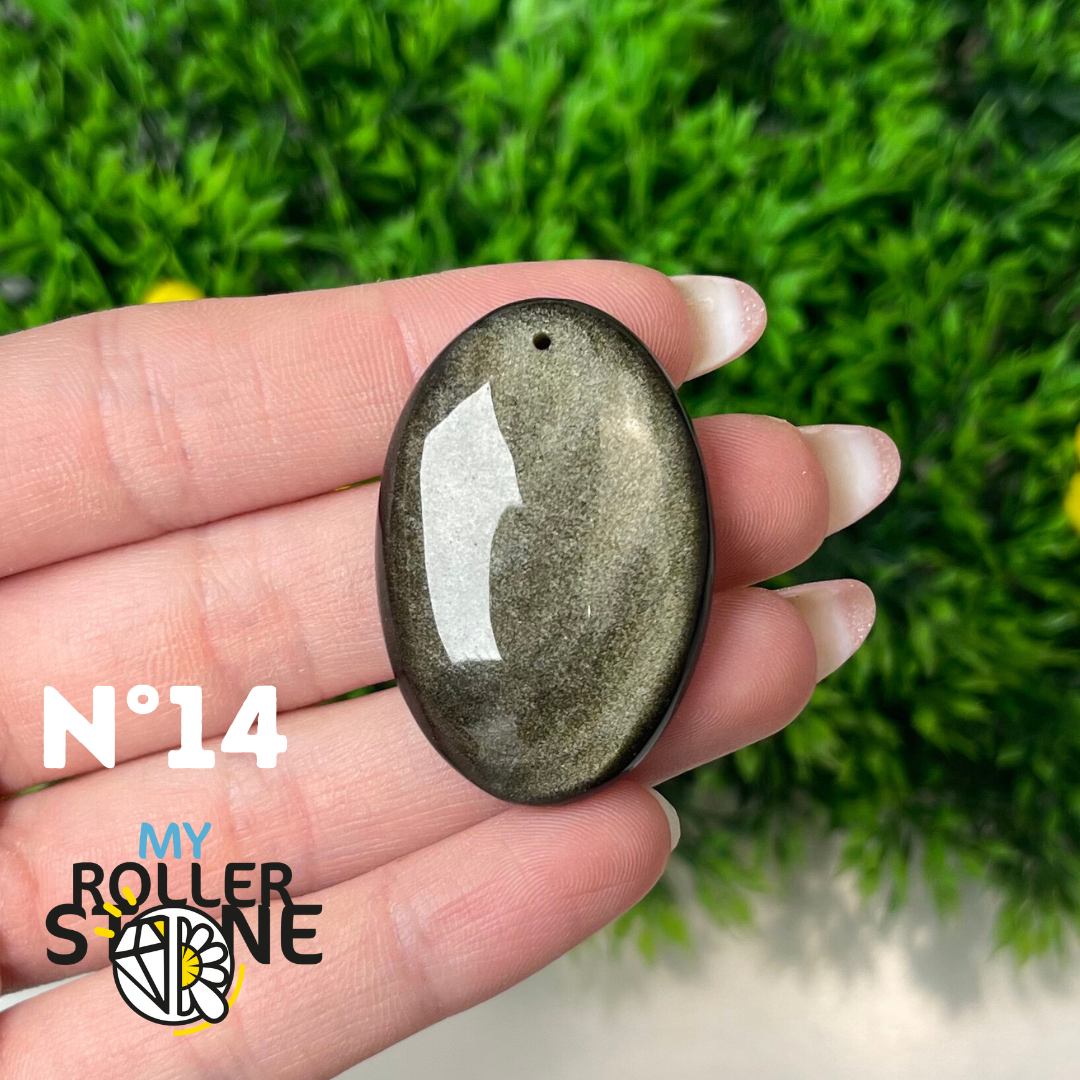 Pendentif Obsidienne dorée 5A percé