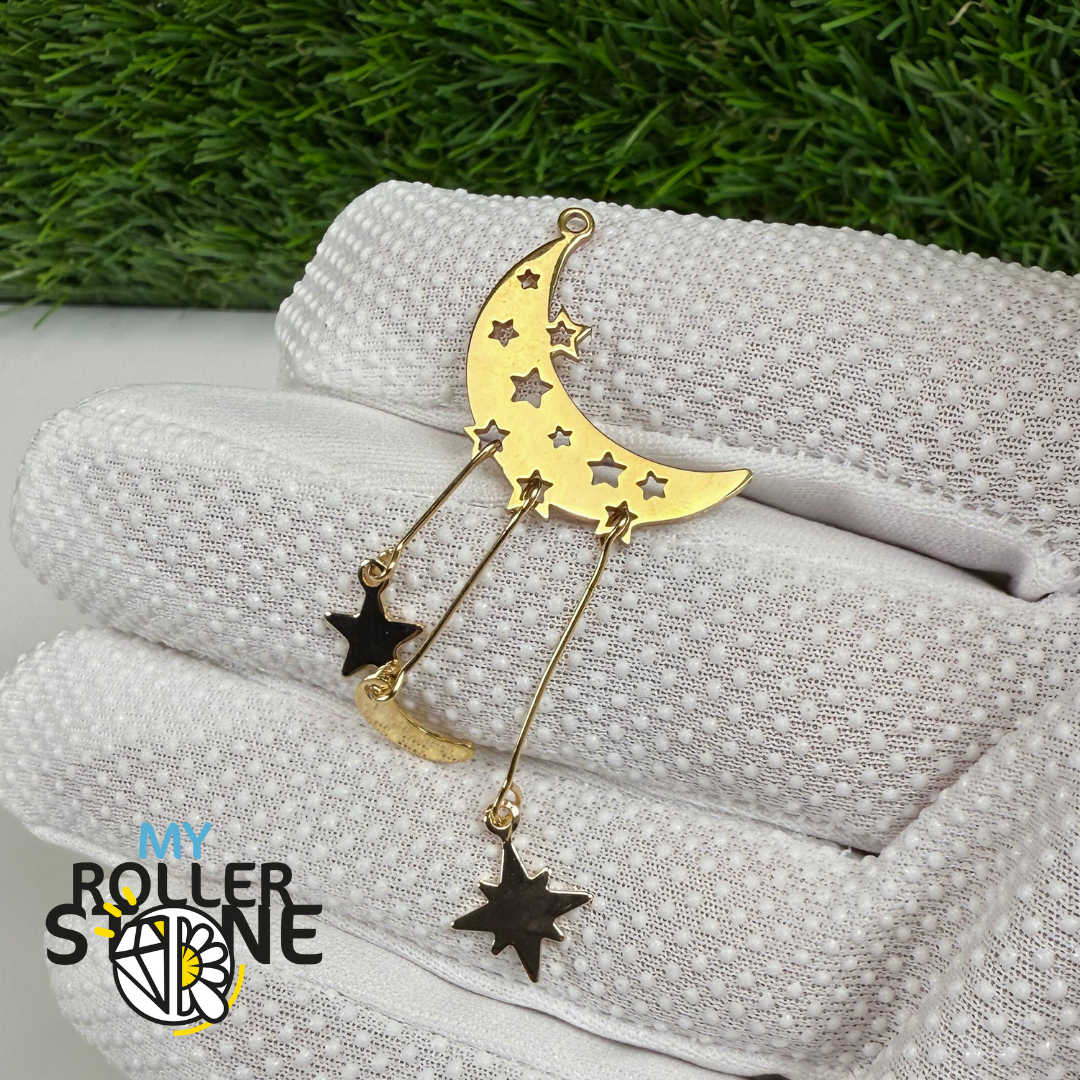 Pendentif Lune et étoiles en Acier Inoxydable