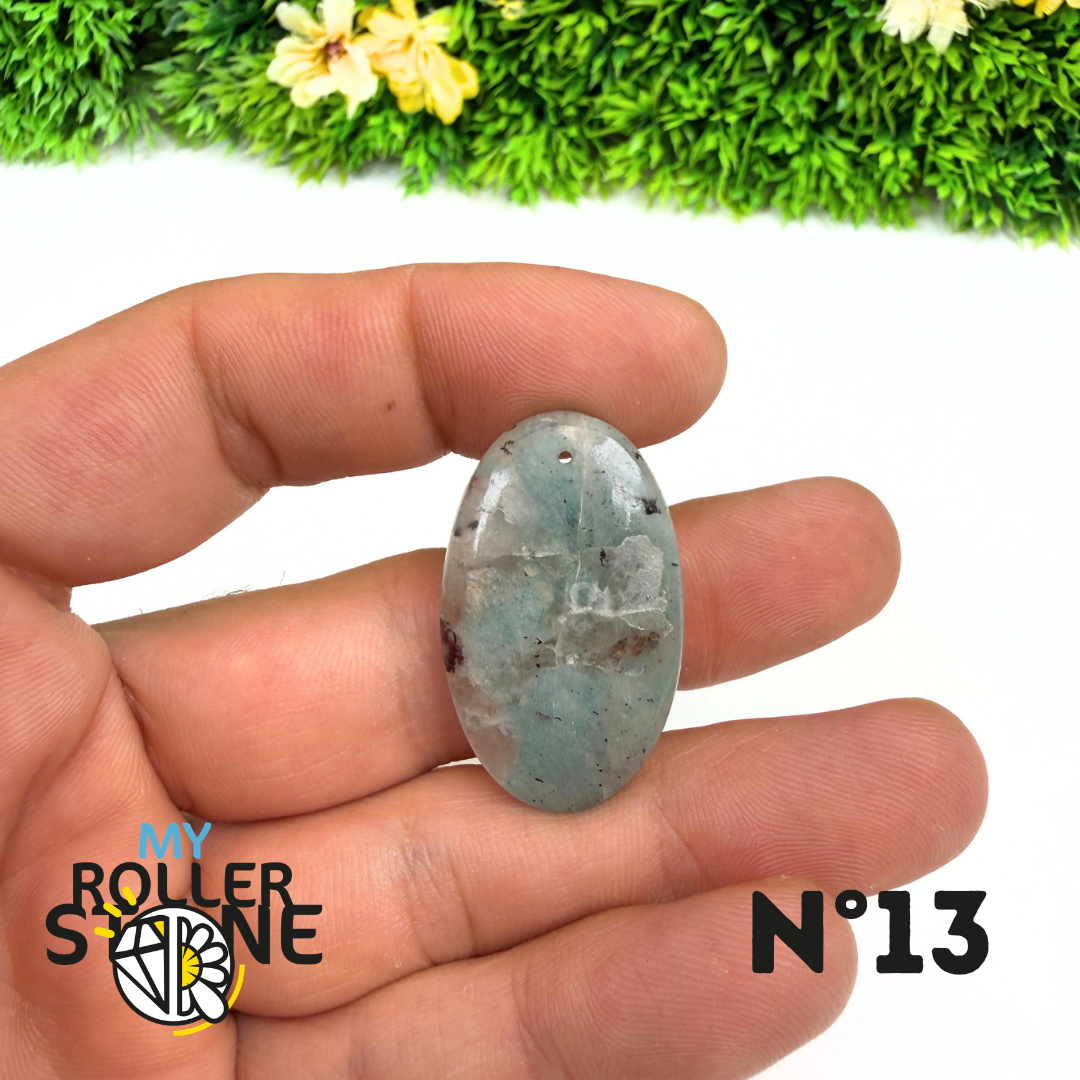 Pendentif Percé Amazonite et Quartz Fumé (Rare)